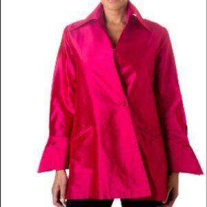 Vintage Lorain Croft Pink Silk Blouse Wired Collar